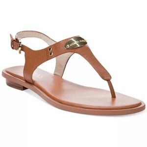 Michael Michael Kors 
Women's MK Plate Flat Saffiano Leather Thong Sandal size 7